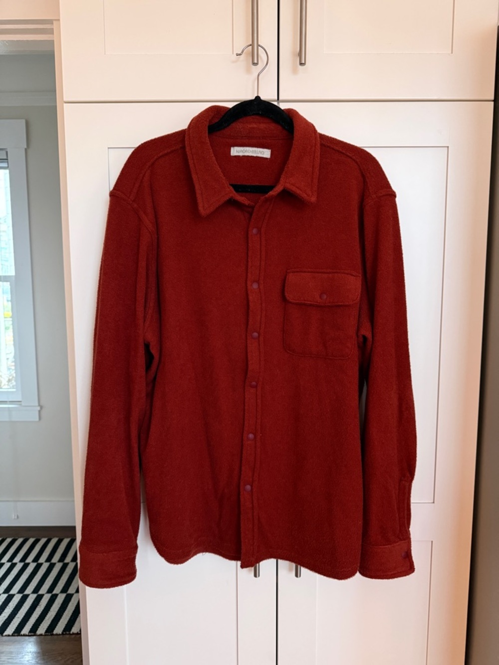 Outerknown Men's Lightweight Shirt Jacket in Brick Red